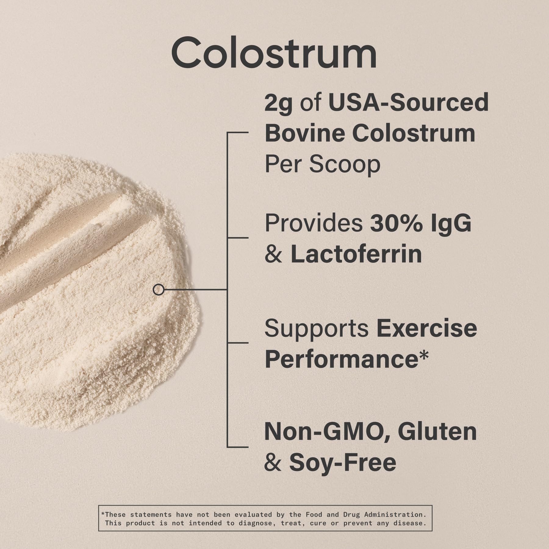Sports Research Colostrum Powder label shows non-GMO and gluten-free status.