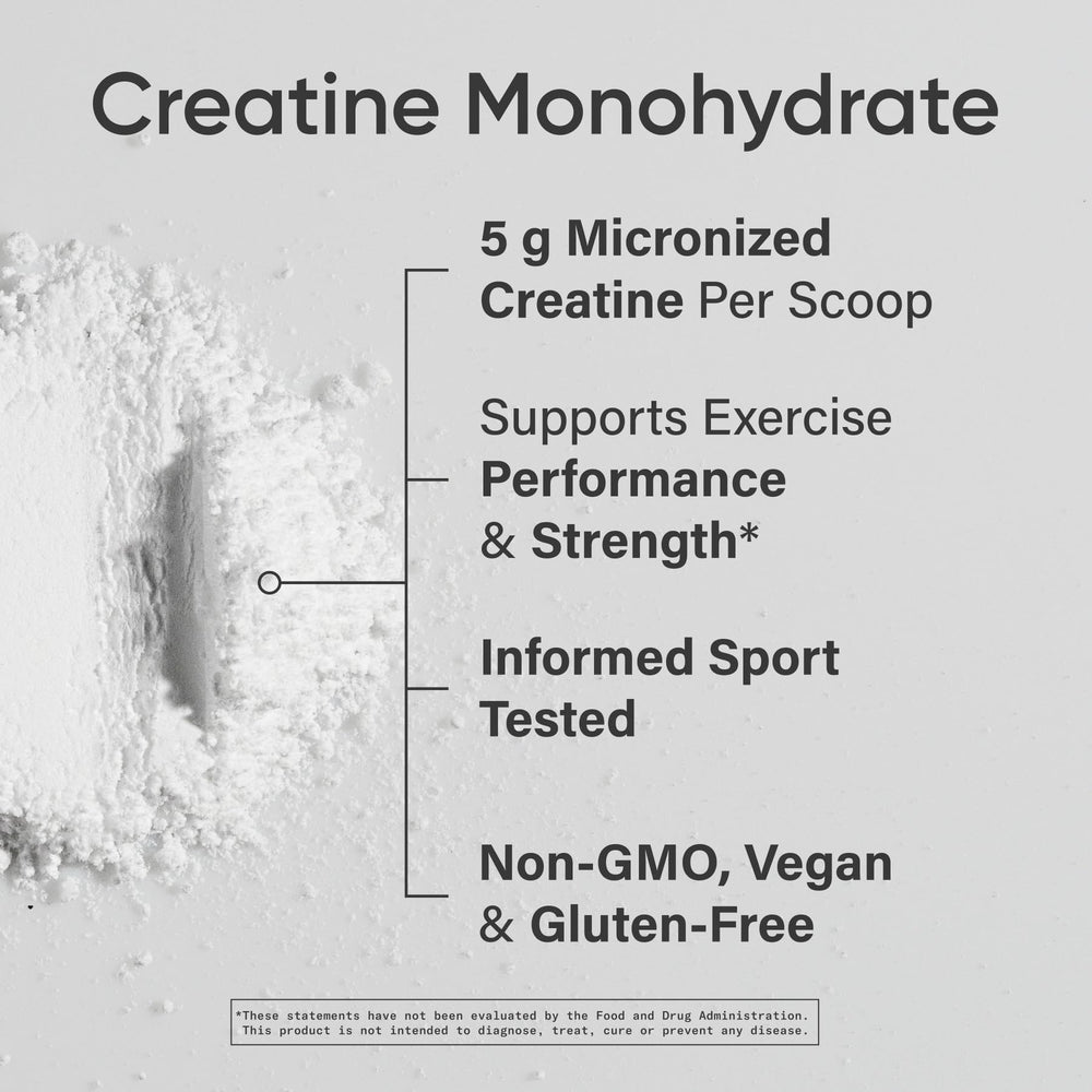 Close-up of Sports Research Creatine Monohydrate micronized powder for fast absorption.