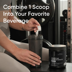 Sports Research creatine monohydrate powder dissolving in water for quick mix.