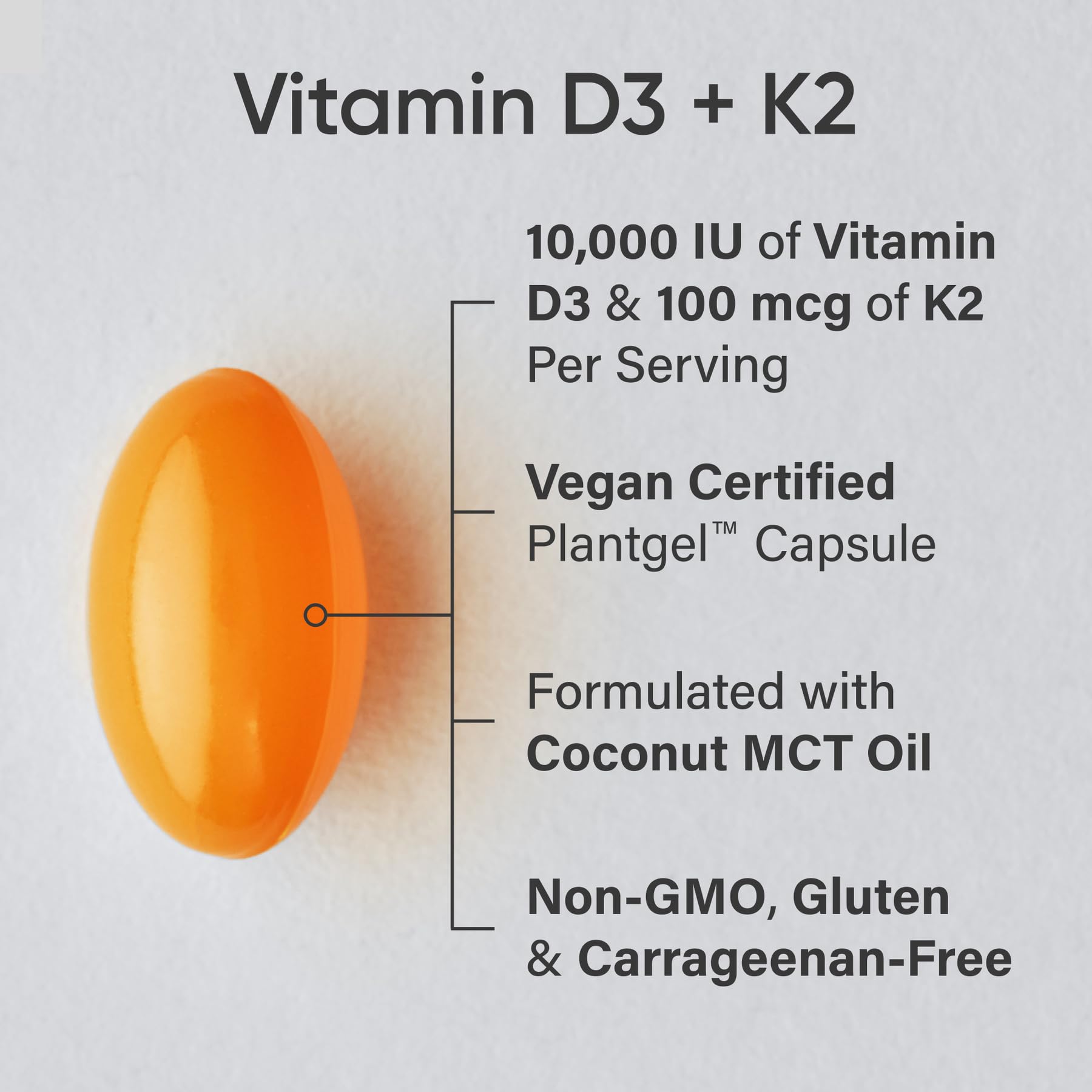 Sports Research D3 K2 dosage close-up highlights high-potency formula for daily use.
