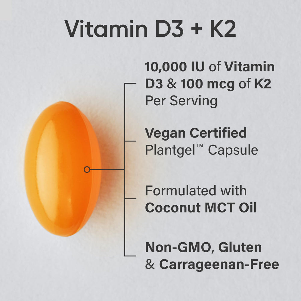 Sports Research D3 K2 dosage close-up highlights high-potency formula for daily use.