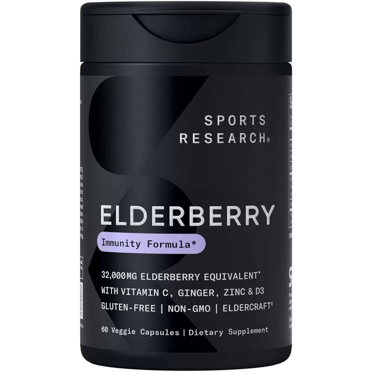 Sports Research Elderberry bottle with 60 veggie capsules for daily immune support