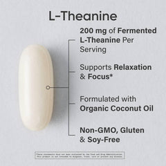 Sports Research L-Theanine softgels close-up highlighting double-strength formula.