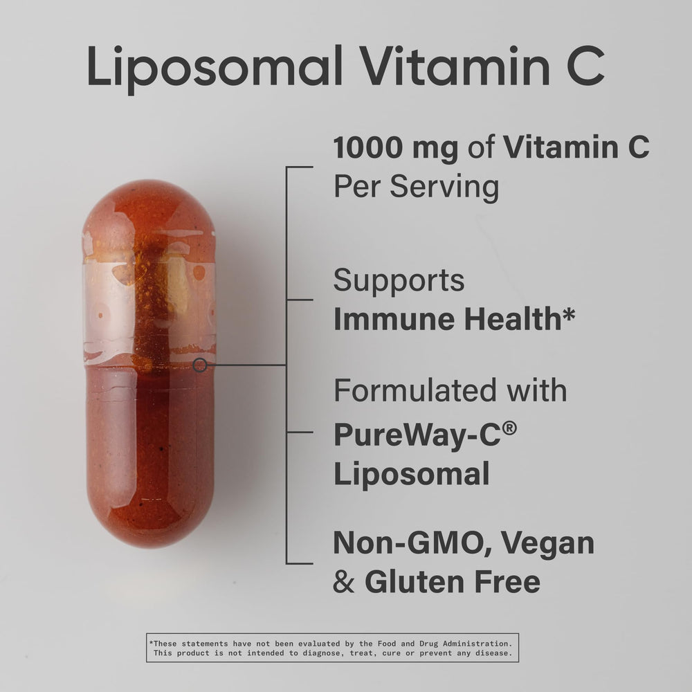 Sports Research Liposomal Vitamin C label highlighting vegan, non-GMO, gluten-free standards.