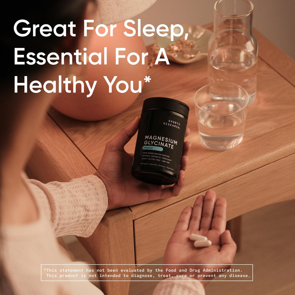 Sports Research Magnesium Glycinate vegan capsules option for daily support.