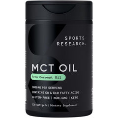 Sports Research MCT Oil Capsules bottle for convenient daily energy