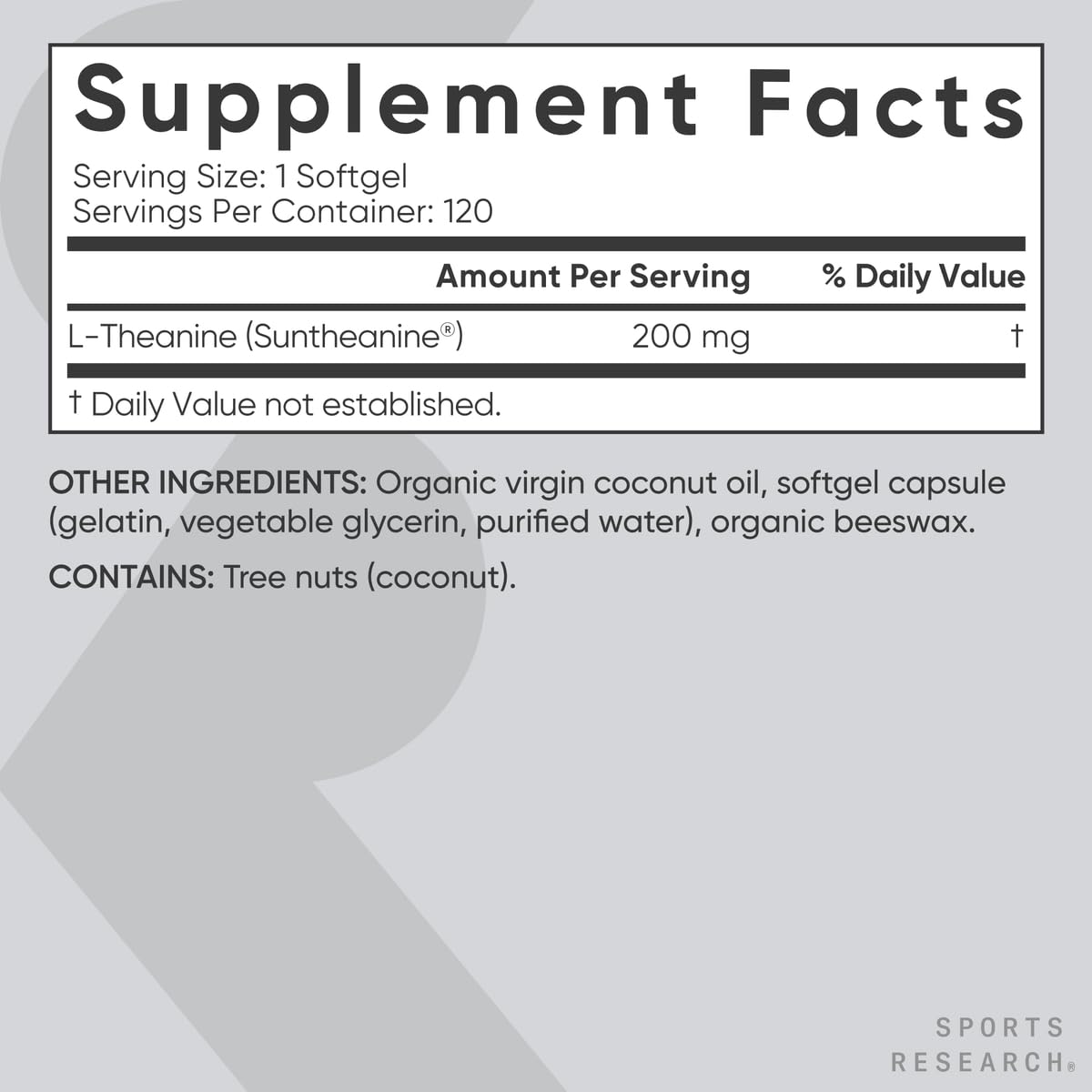 Sports Research non-GMO gluten-free label, clean and trusted supplement.