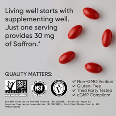 Affron saffron extract label on Sports Research bottle highlighting standardized content.