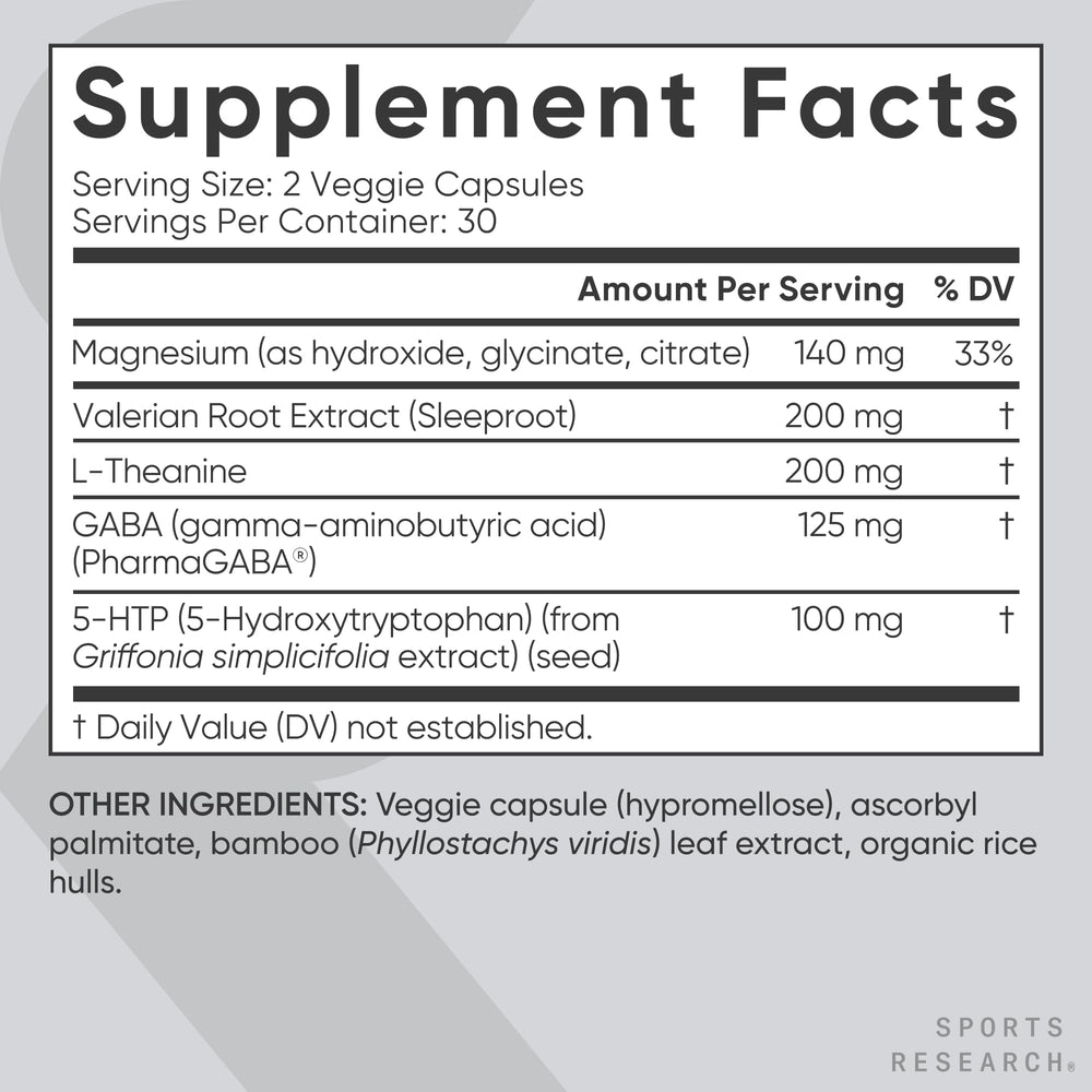 Sports Research Sleep Complex vegan symbol signals plant-based sleep support.