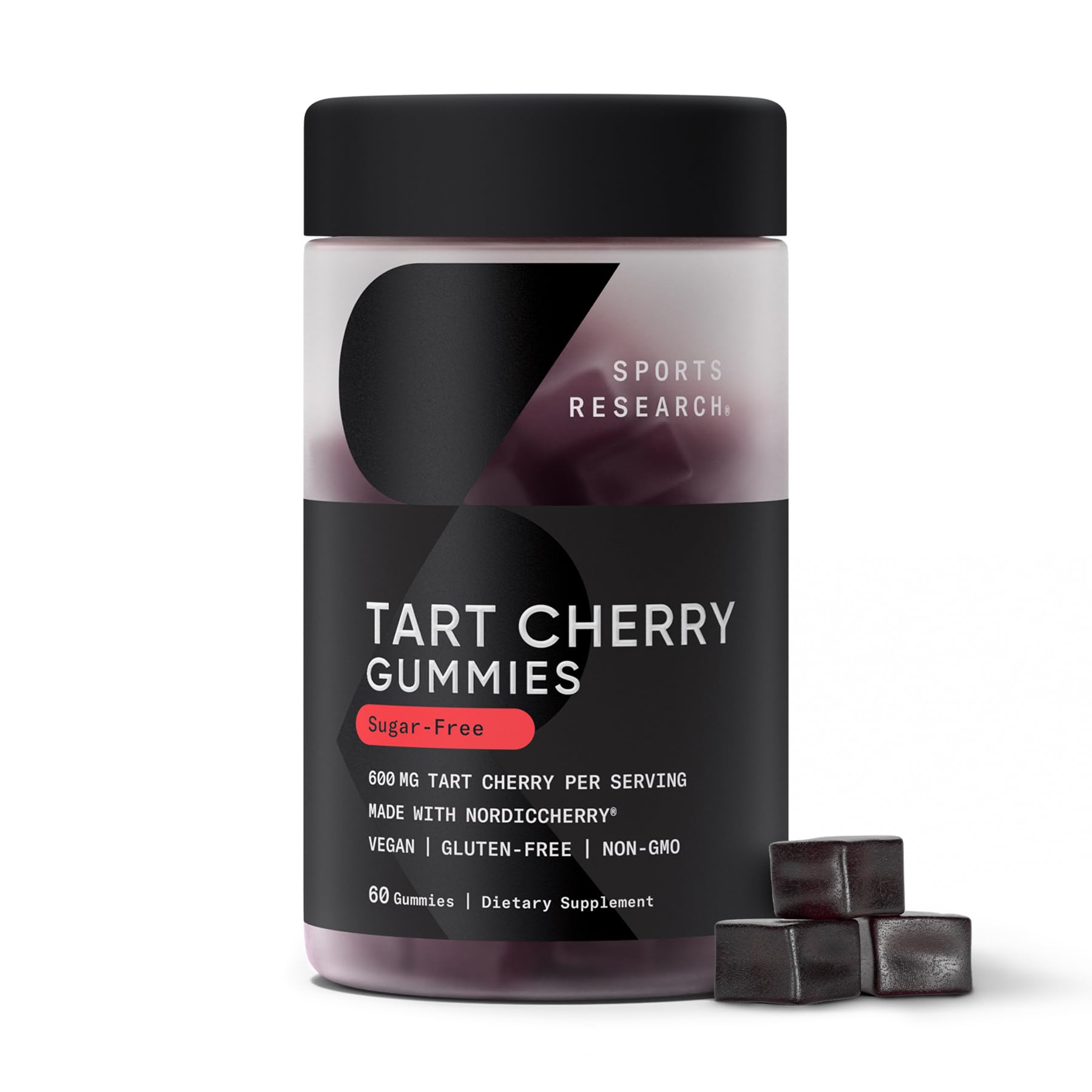 Sports Research Tart Cherry Gummies bottle for daily athletic recovery.