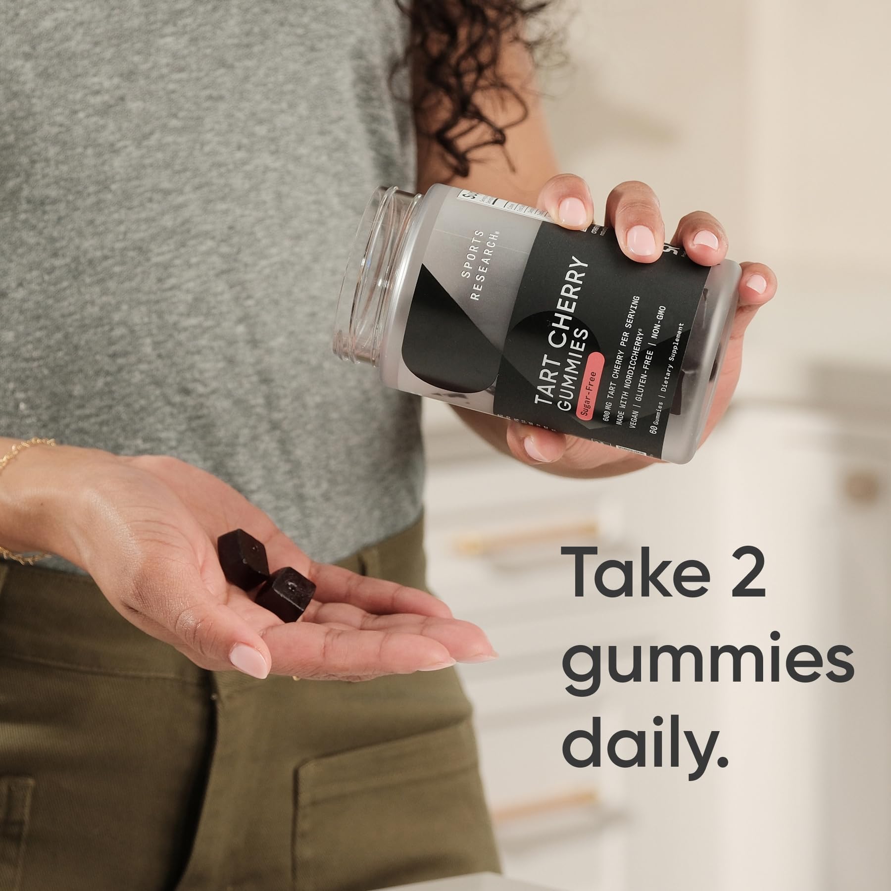 Sports Research Tart Cherry Gummies NordicCherry label highlighting bioactives.