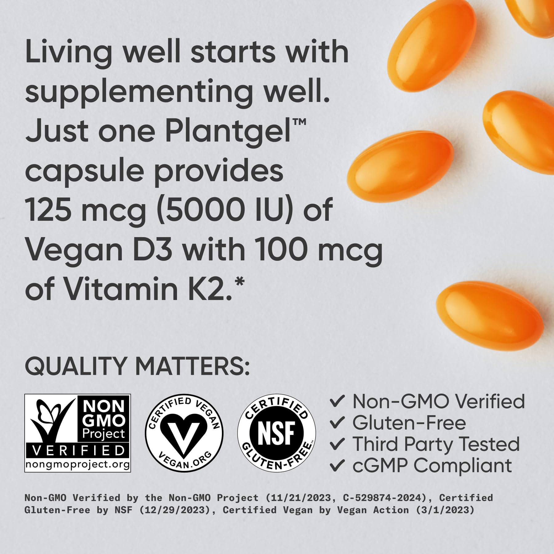 Sports Research vegan-certified bottle label signals clean plant-based ingredients.