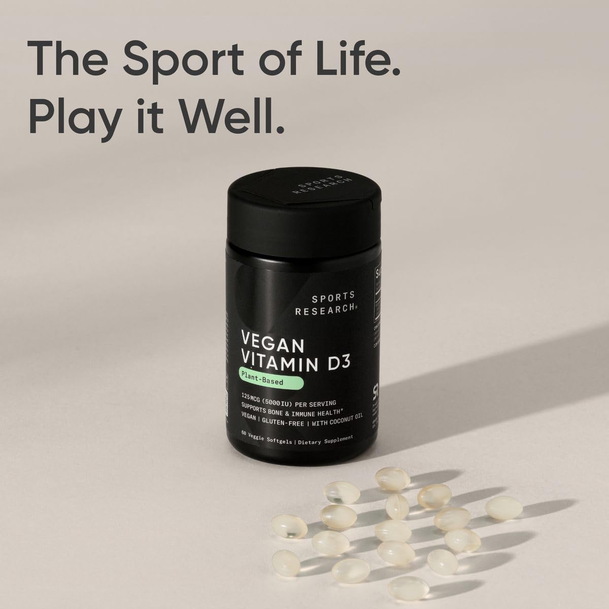 Vitamin D3 5000IU with coconut oil supports bone and immune-friendly functions.
