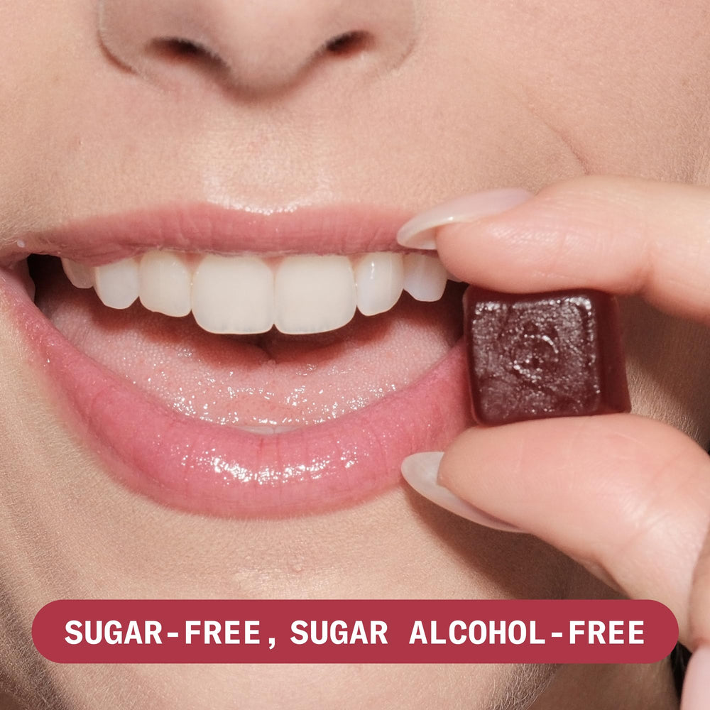 Sports Research vegan D3 K2 gummies texture captures soft bite for on-the-go routines.