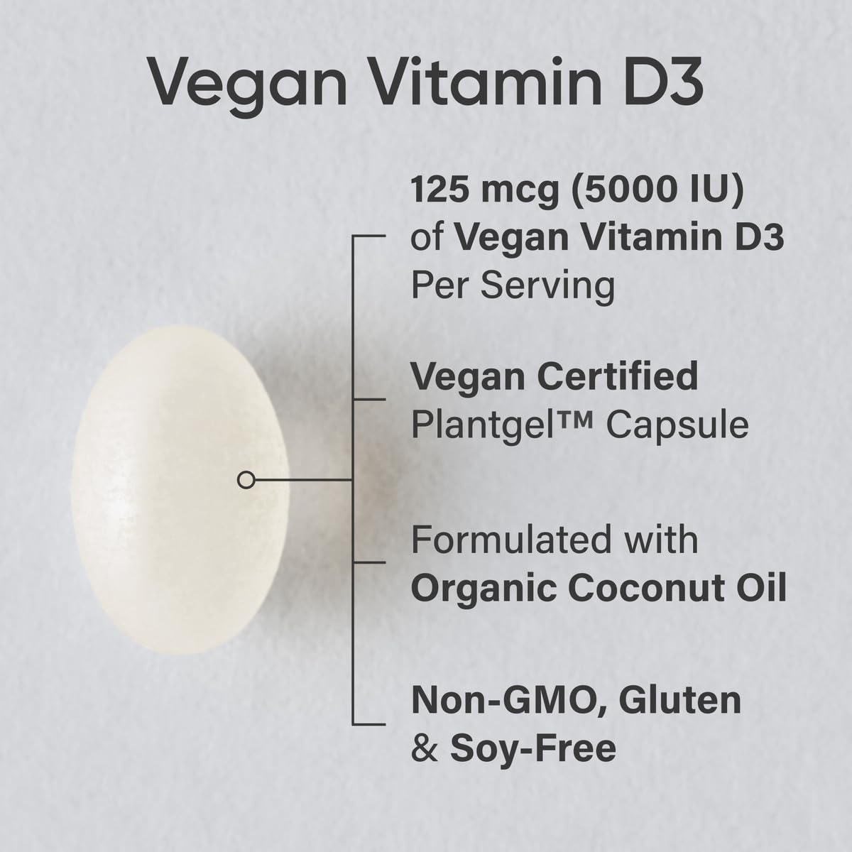 Sports Research vegan D3 bottle front showing vegan certification.