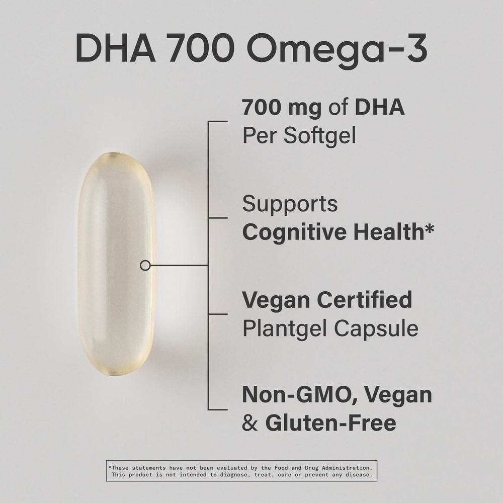 Sports Research Vegan DHA softgels close-up, convenient daily omega-3.