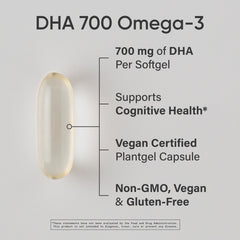 Sports Research Vegan DHA softgels close-up, convenient daily omega-3.