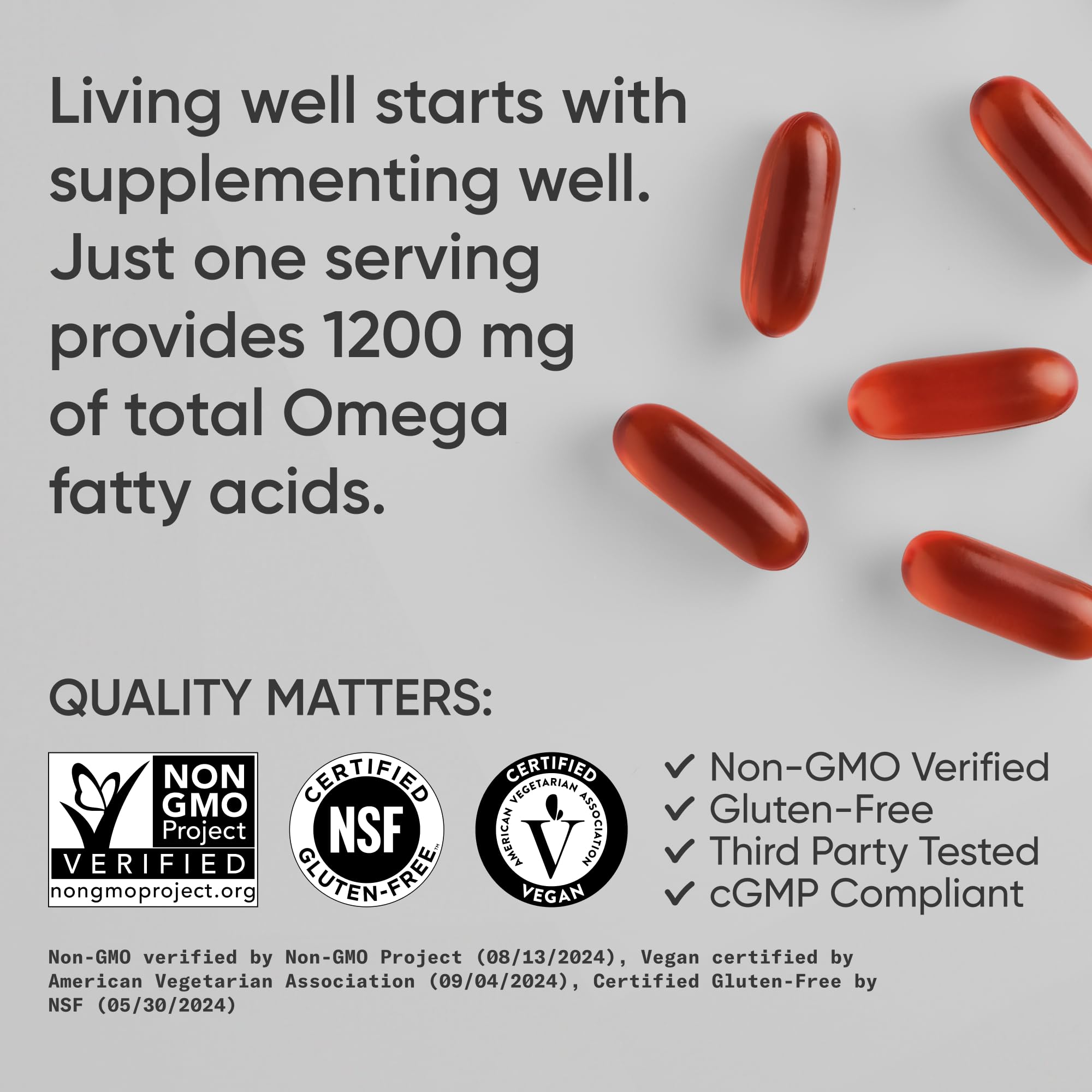 Flaxseed oil visuals represent plant-based omega-3 from Sports Research