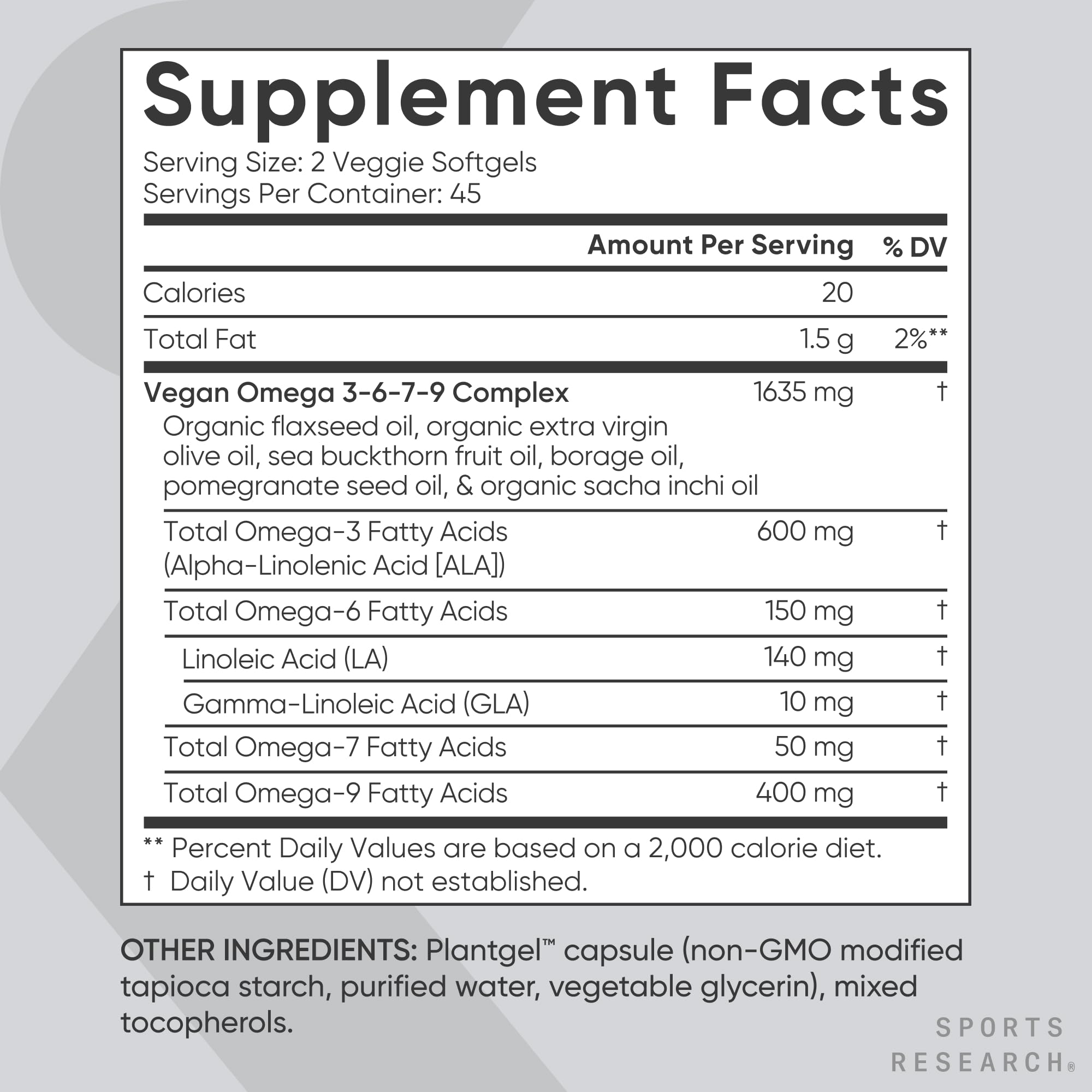Pomegranate seeds highlight antioxidant-rich oils in the Sports Research vegan omega blend