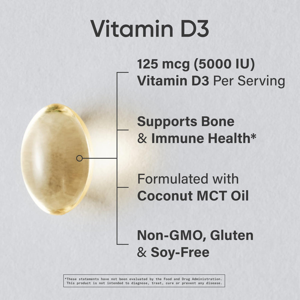 Sports Research Vitamin D3 softgels close-up highlighting potency and daily use.