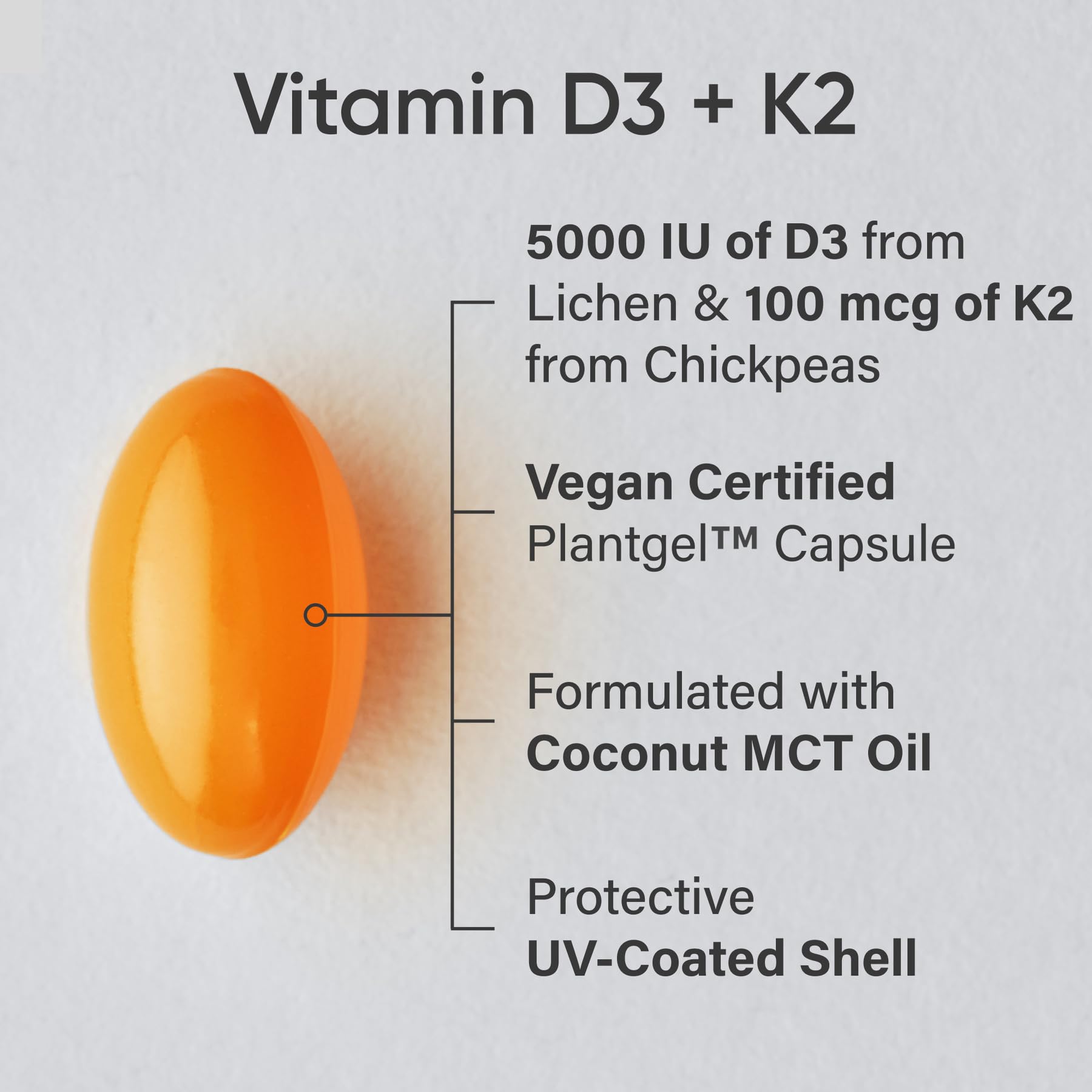 Sports Research D3 + K2 capsules close-up showing vegan D3 and MK-7.