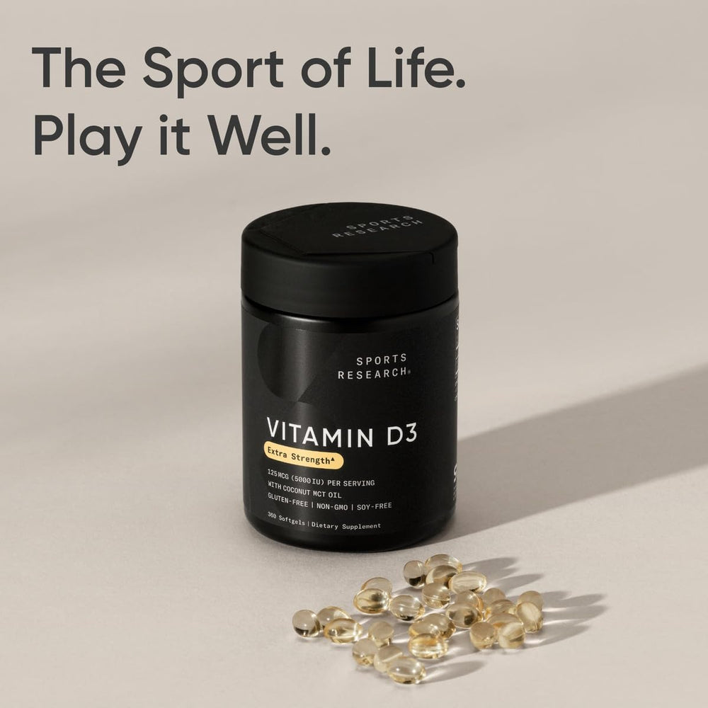 Sports Research Vitamin D3 dosing guidance card inside box.