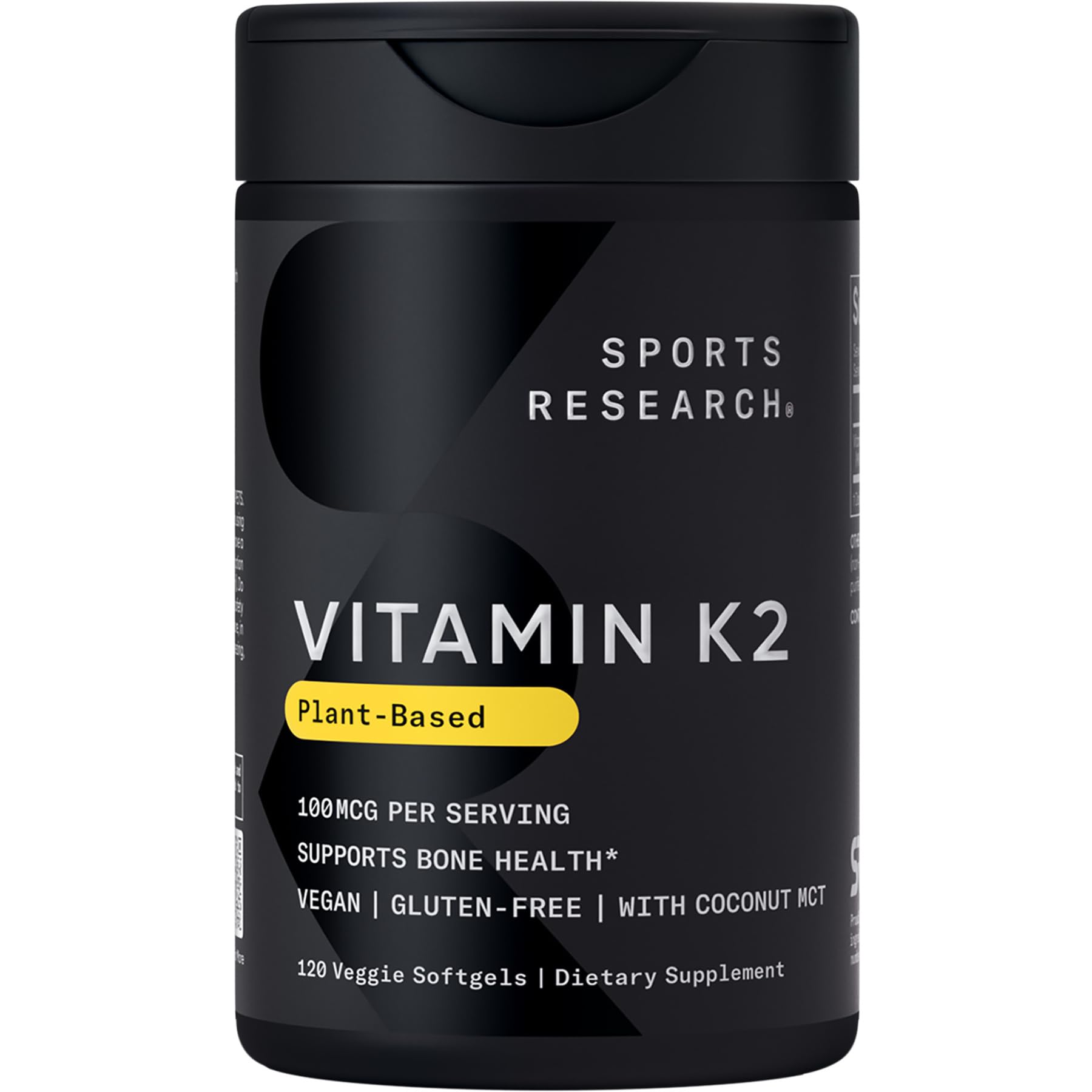 Sports Research Vitamin K2 MK-7 bottle with 120 vegan softgels for daily support