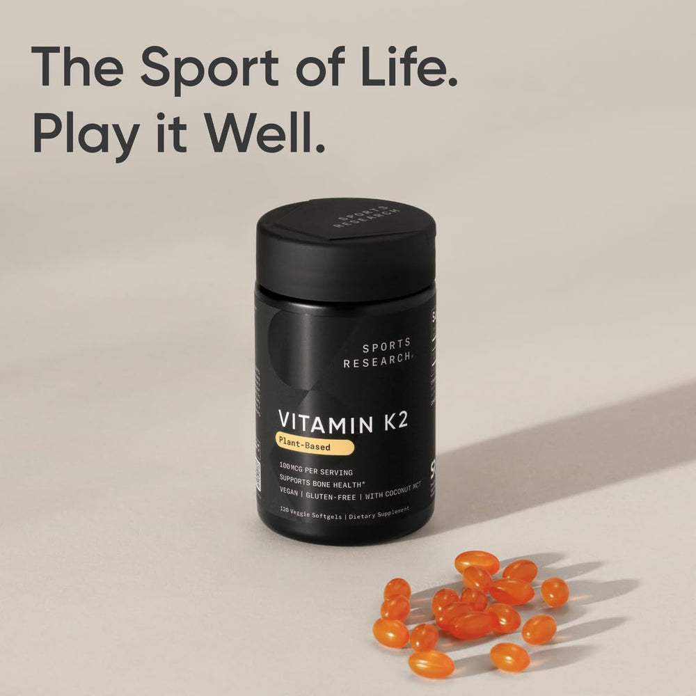 Sports Research Vitamin K2 MK-7 non-GMO verified badge on bottle