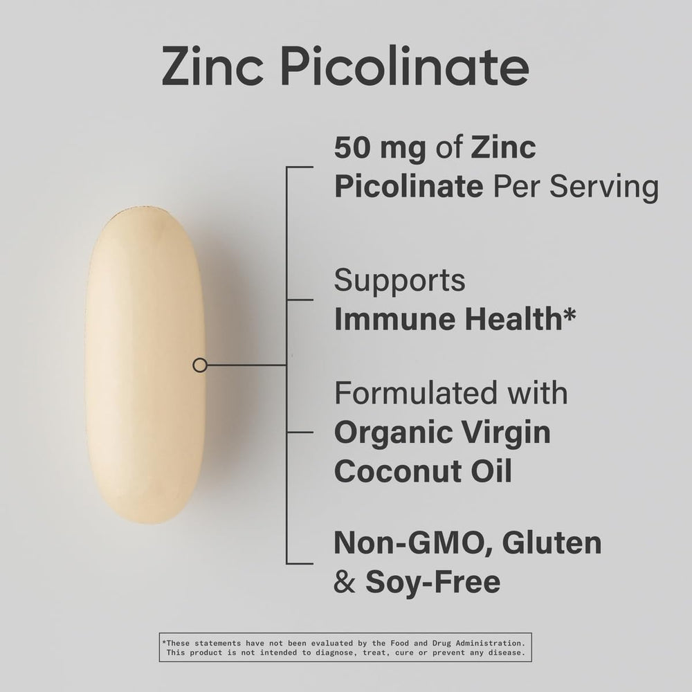 Sports Research Zinc Picolinate softgels close-up with coconut oil carrier.