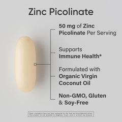 Sports Research Zinc Picolinate softgels close-up with coconut oil carrier.
