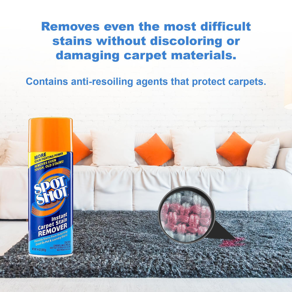Spot Shot coffee stain removal on carpet demonstrates quick lift
