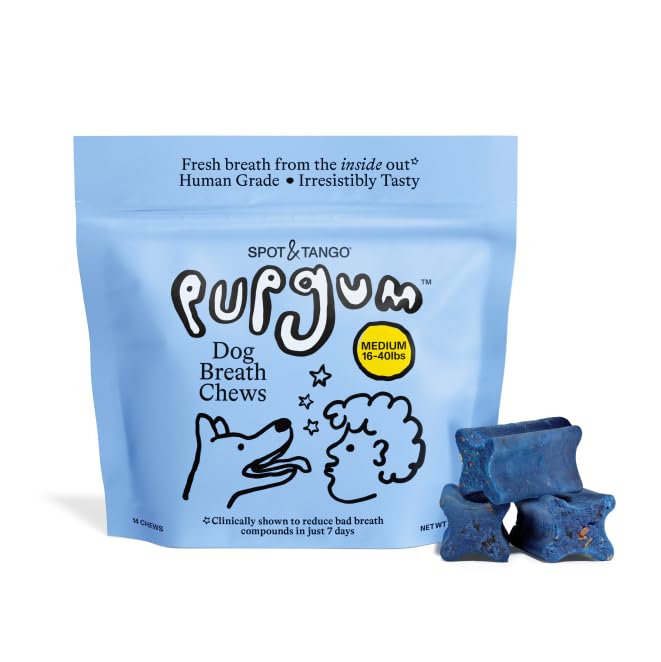 Spot & Tango PupGum dog dental chews pack boosts fresh breath and oral cleanliness.