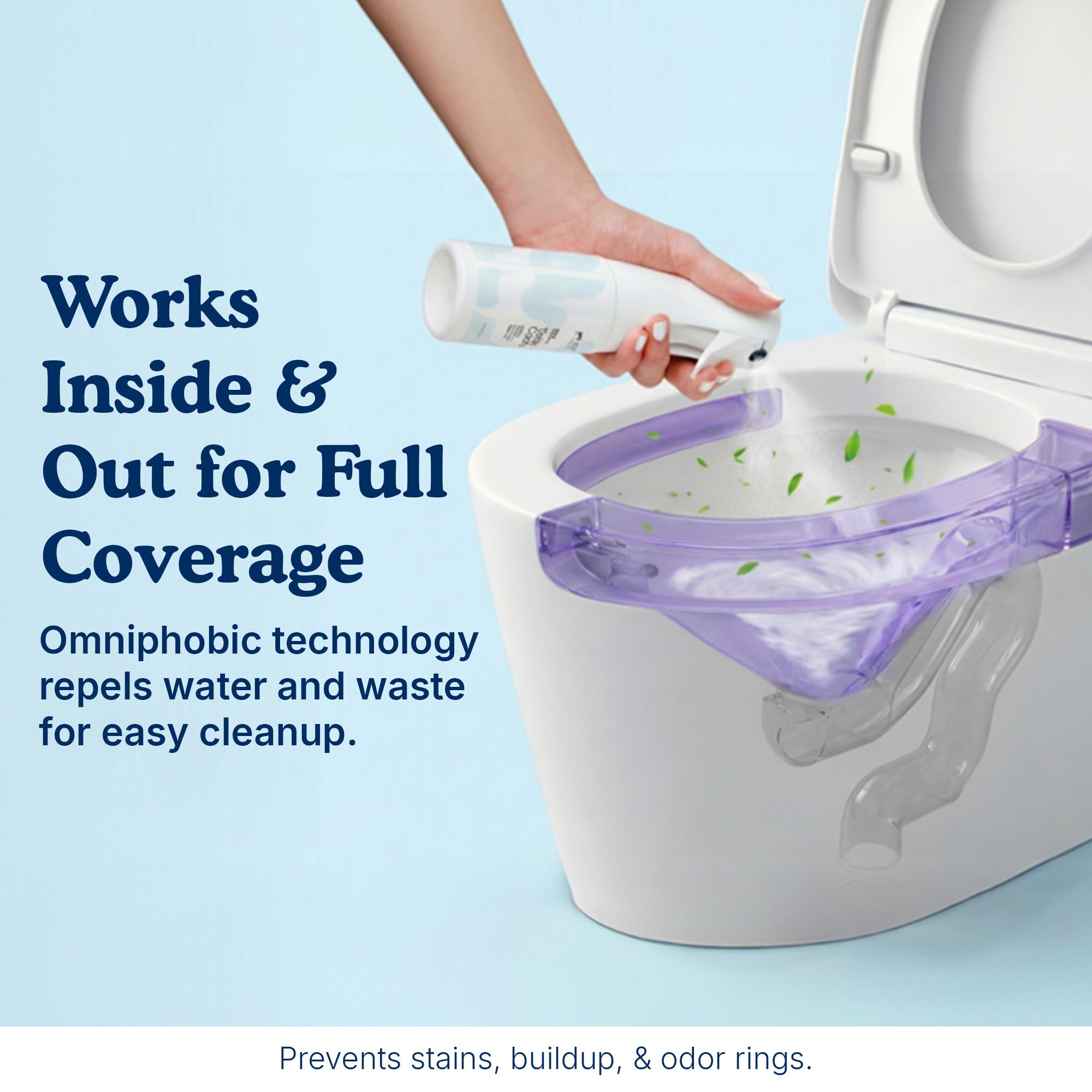 SpotLESS Materials bathroom scene shows busy home benefits of less scrubbing.