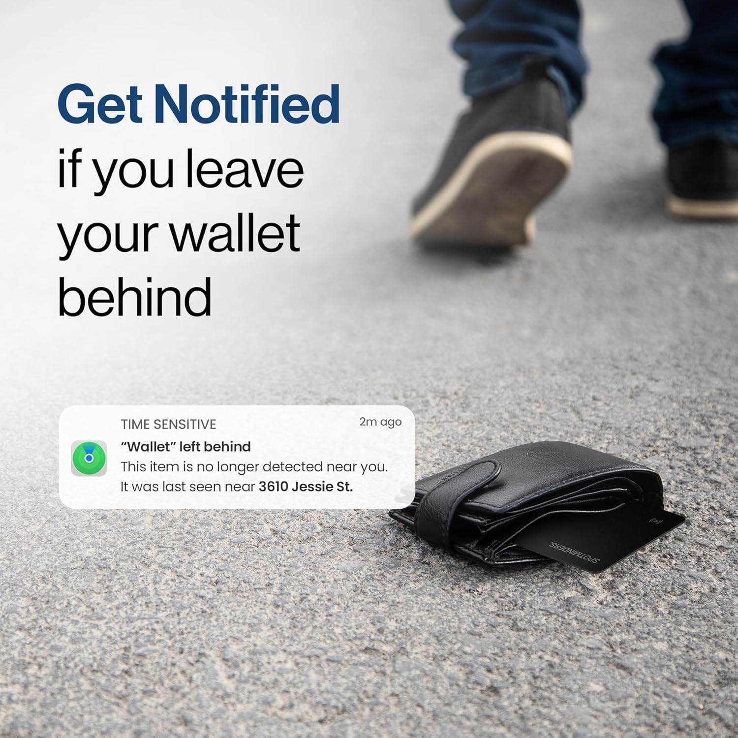Spotminders loud 100dB speaker helps locate lost items quickly.