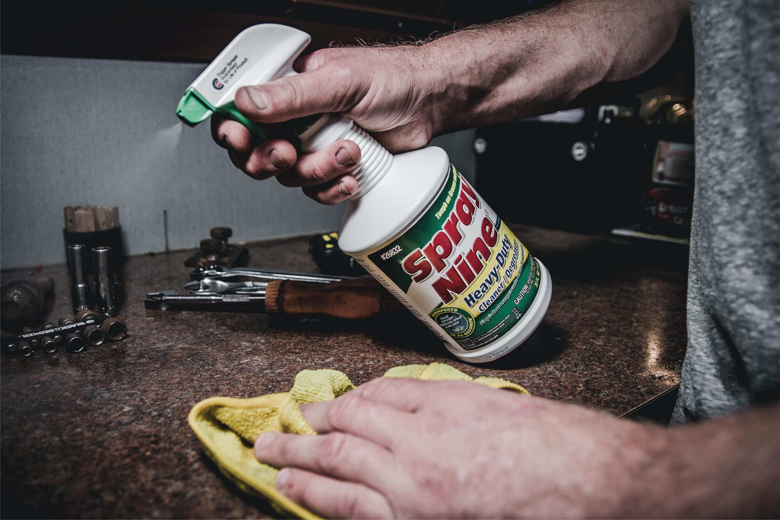 Spray Nine indoor/outdoor cleaner versatile for multiple surfaces.