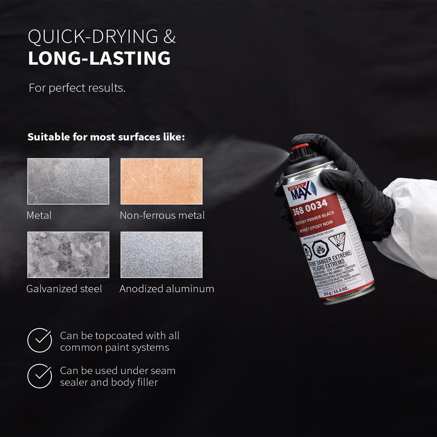 Dust-dry in minutes with SprayMax primer speeds up your workflow.
