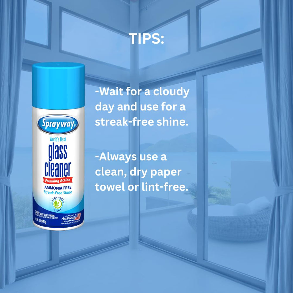 Sprayway glass cleaner works on chrome, tile, and porcelain