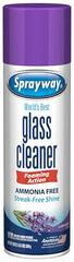 Sprayway Glass Cleaner foaming action demonstrates quick cleaning