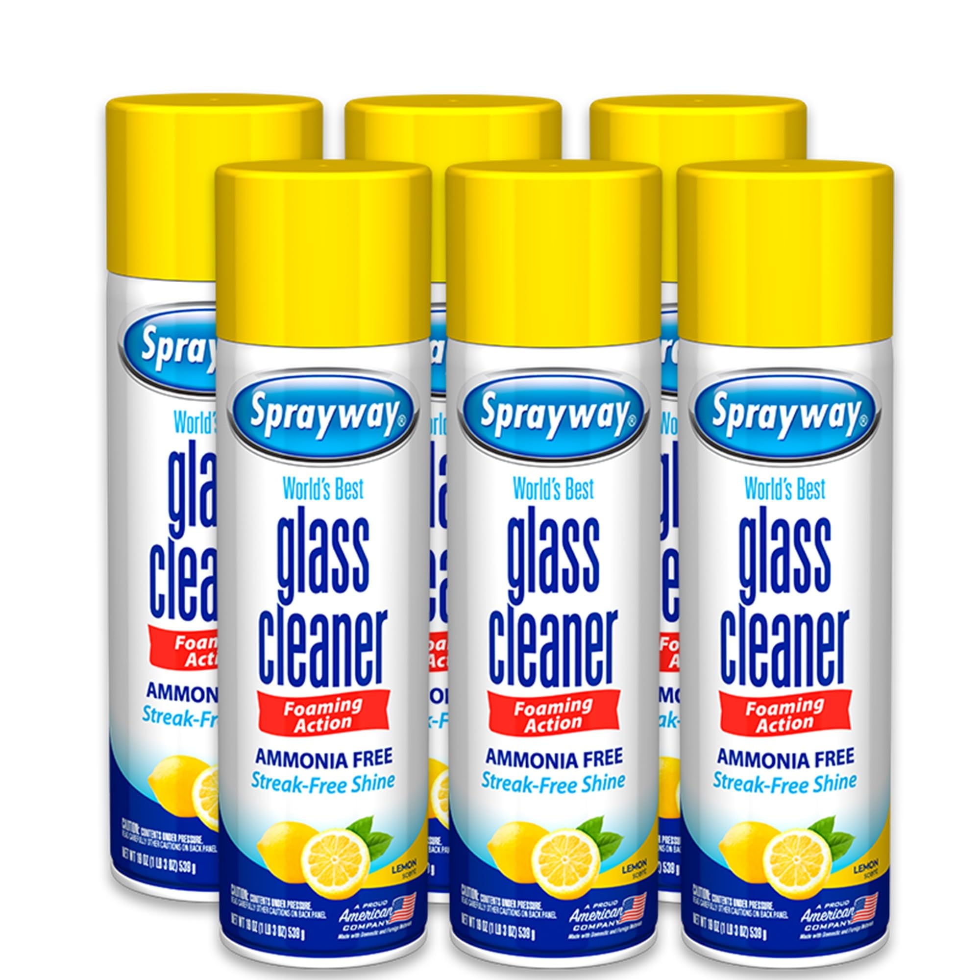 Sprayway Glass Cleaner Lemon Scent foaming aerosol for a bright shine