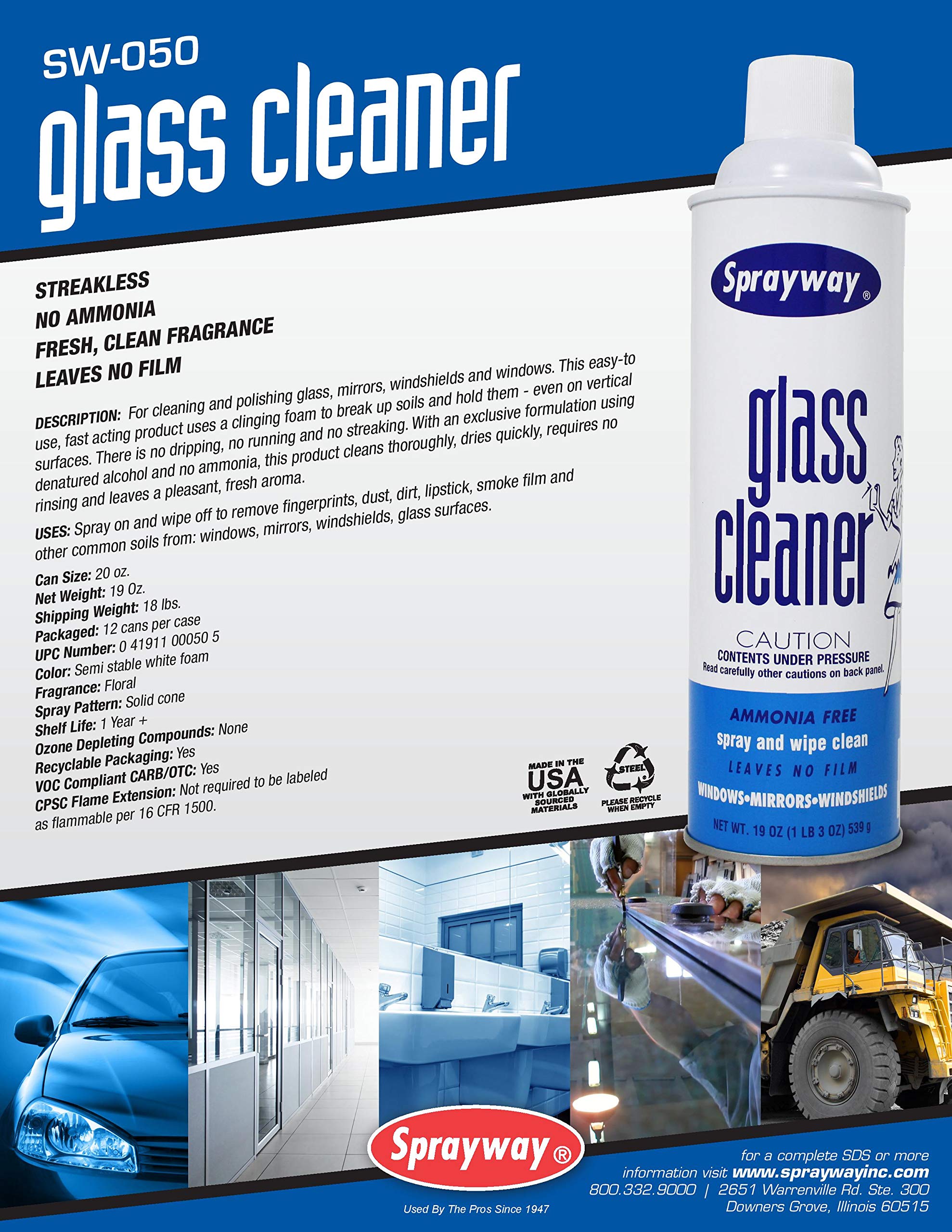 Sprayway Glass Cleaner pack of six for home and car use.