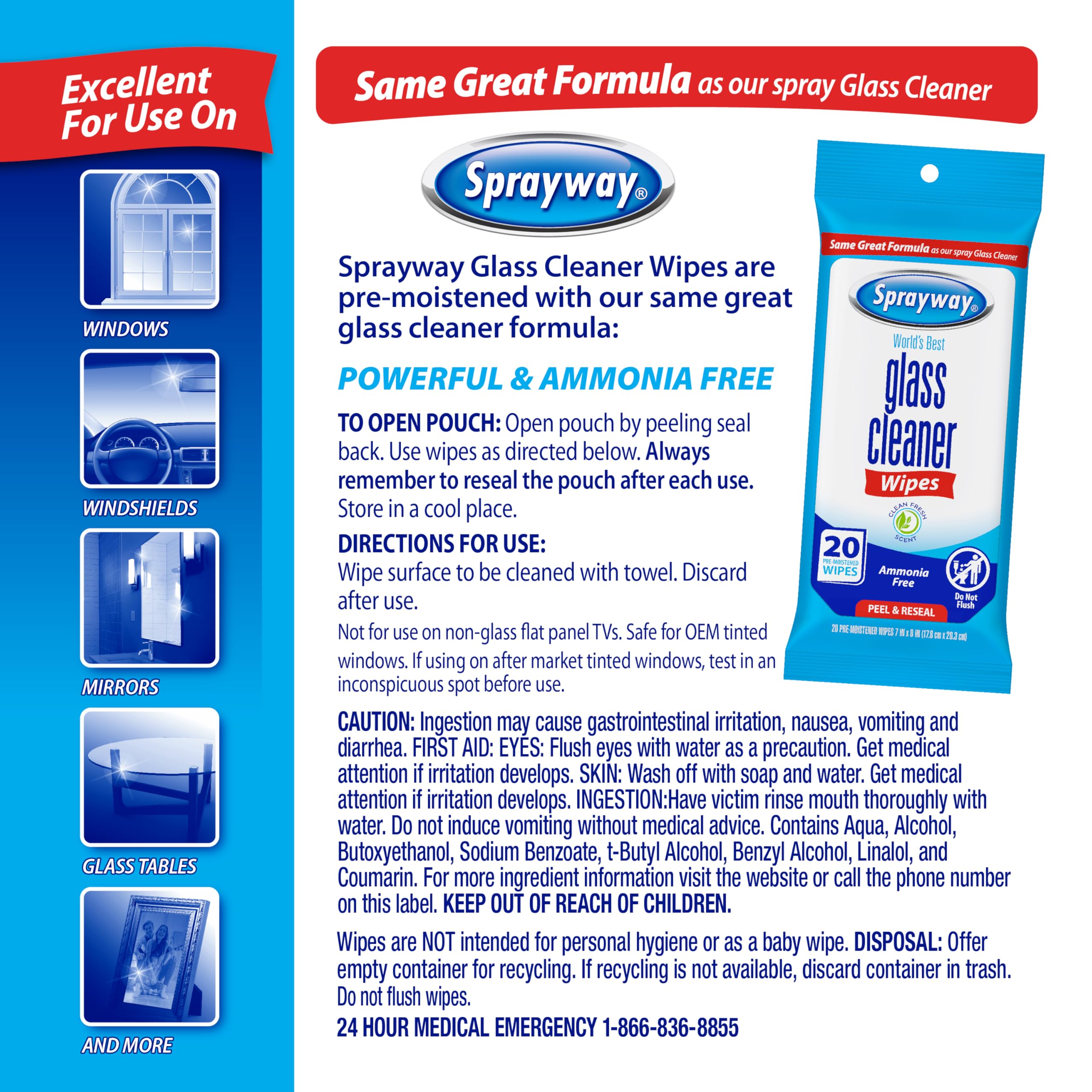 Sprayway Glass Cleaner Wipes six-pack for bulk convenience