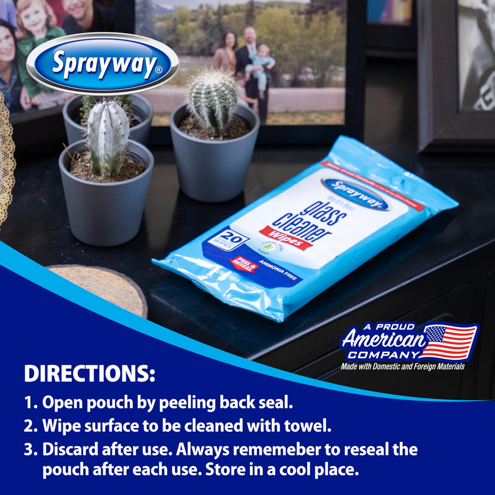 Sprayway Glass Cleaner Wipes remove smoke film for clearer glass