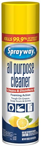 Sprayway lemon scent close-up label highlights fresh fragrance for surfaces.