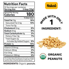 Spread The Love Naked Organic Peanut Butter creamy spread ready to enjoy.