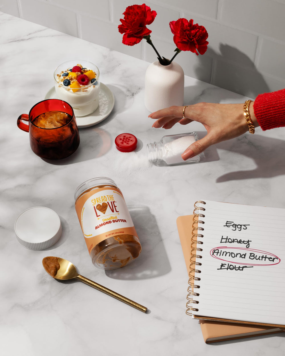Spread The Love unsalted almond butter for baking adds rich flavor to treats.