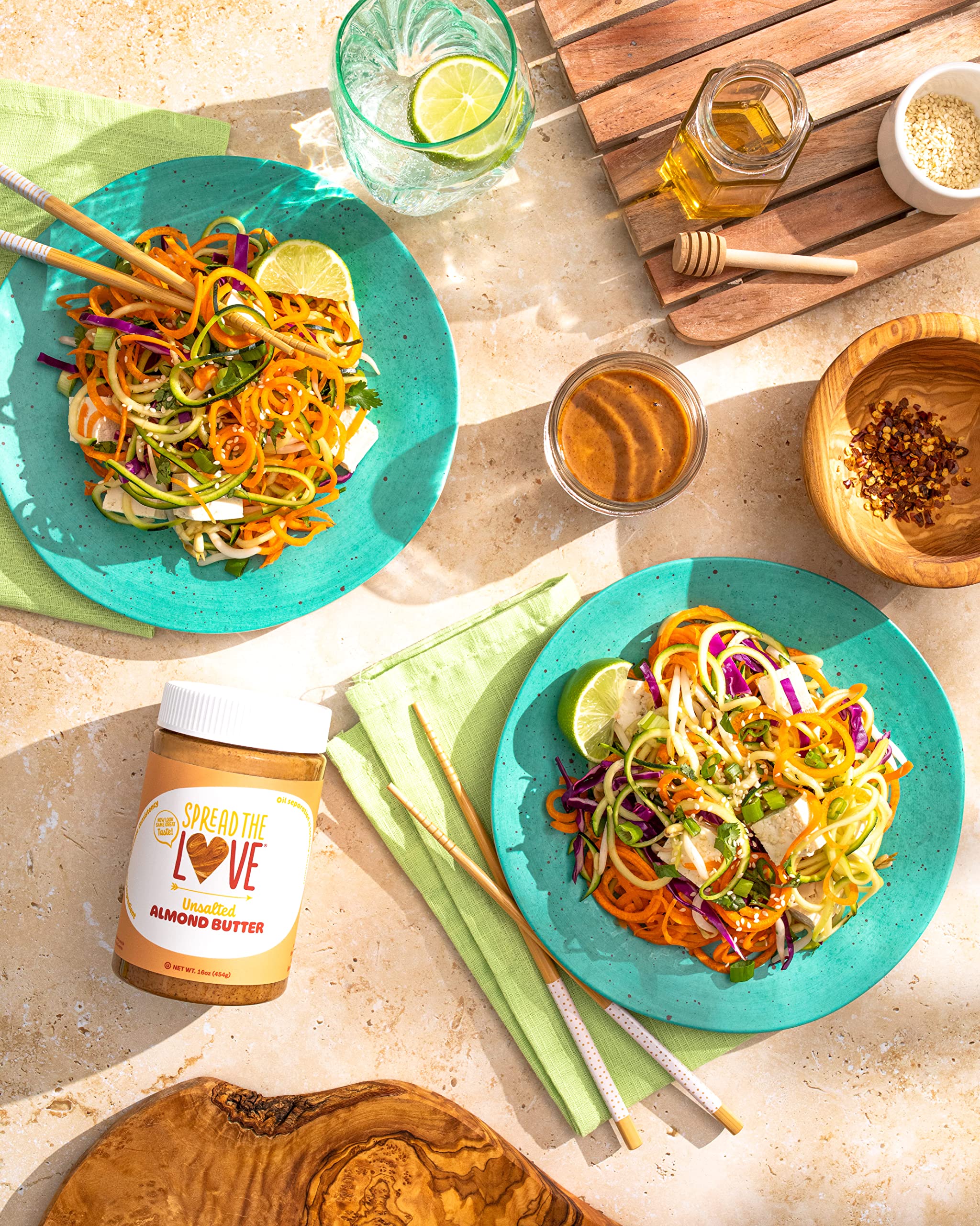 Spread The Love unsalted almond butter swirl showcases golden, silky finish.