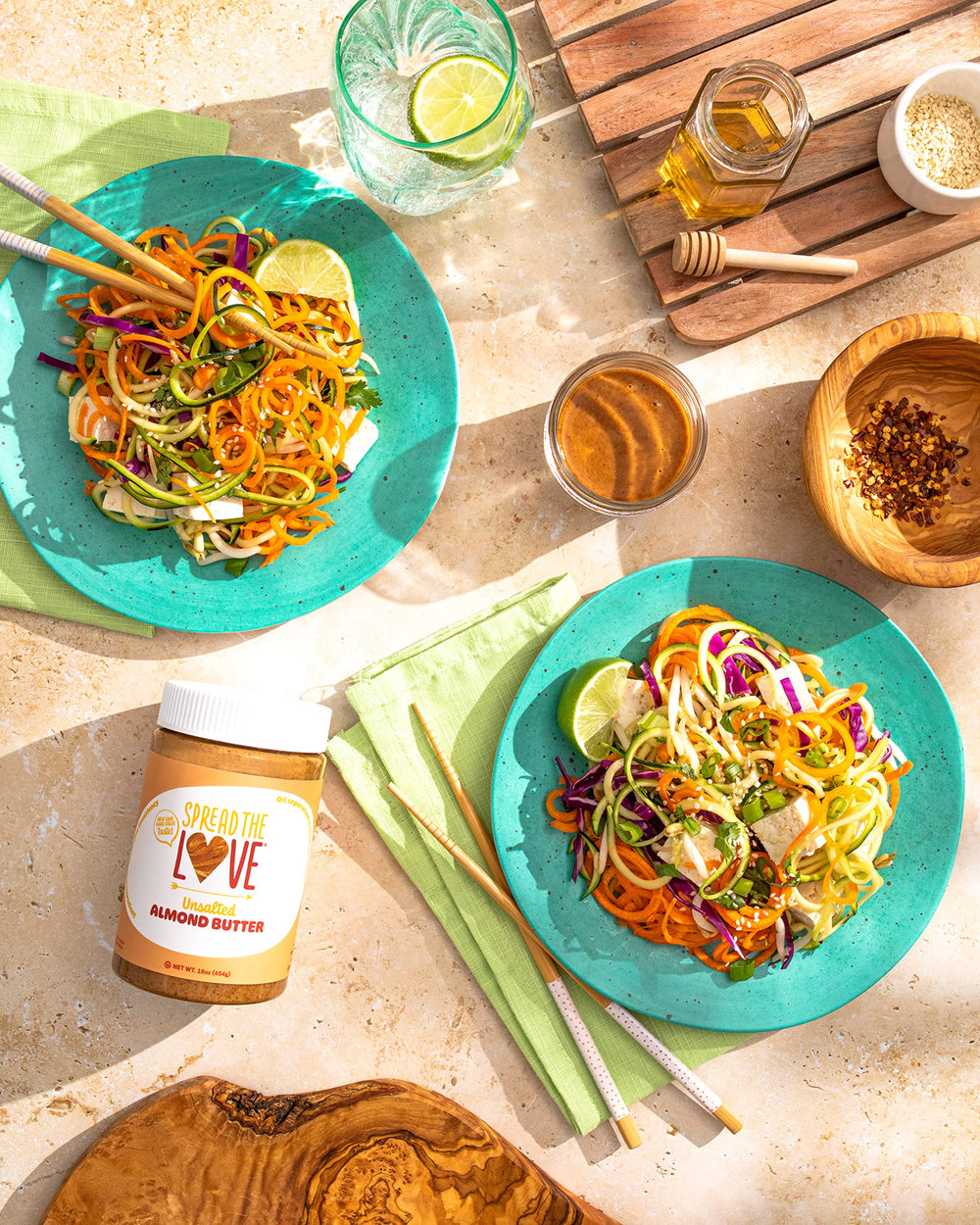 Spread The Love unsalted almond butter swirl showcases golden, silky finish.