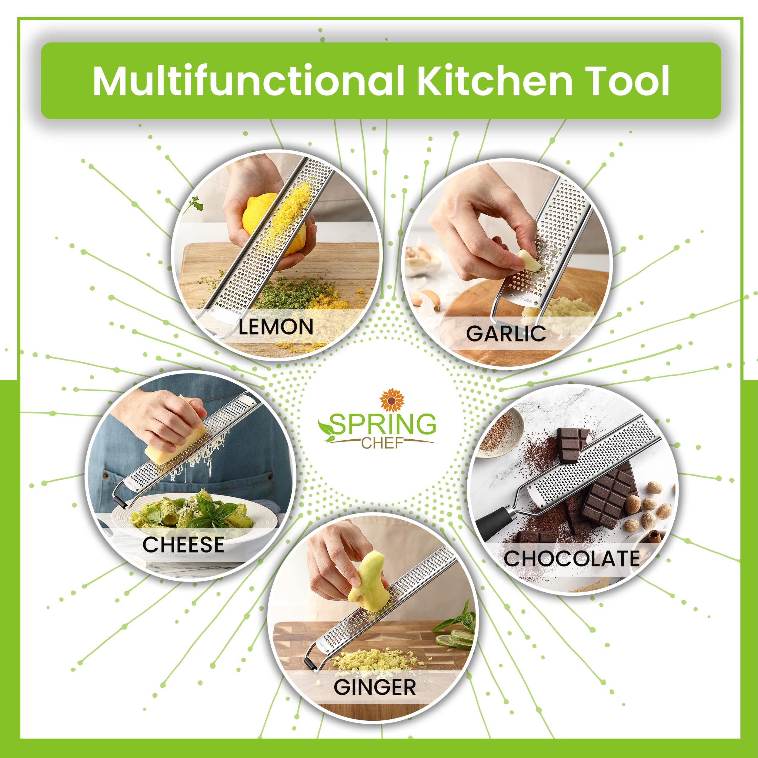 Spring Chef dishwasher-safe zester simplifies cleanup after prep.