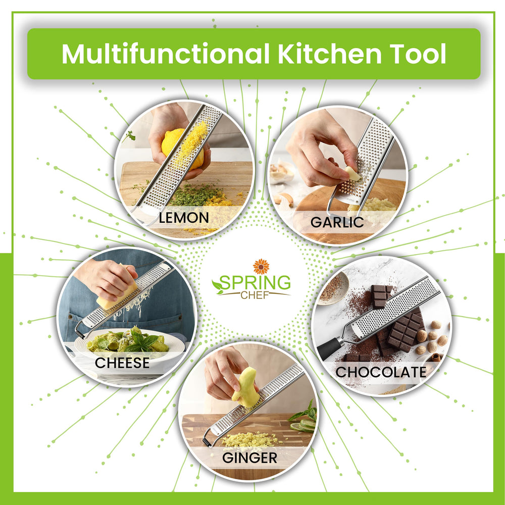 Spring Chef dishwasher-safe zester simplifies cleanup after prep.