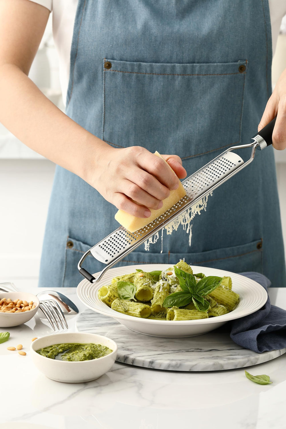 Spring Chef multi-purpose zester handles citrus and cheese grating.